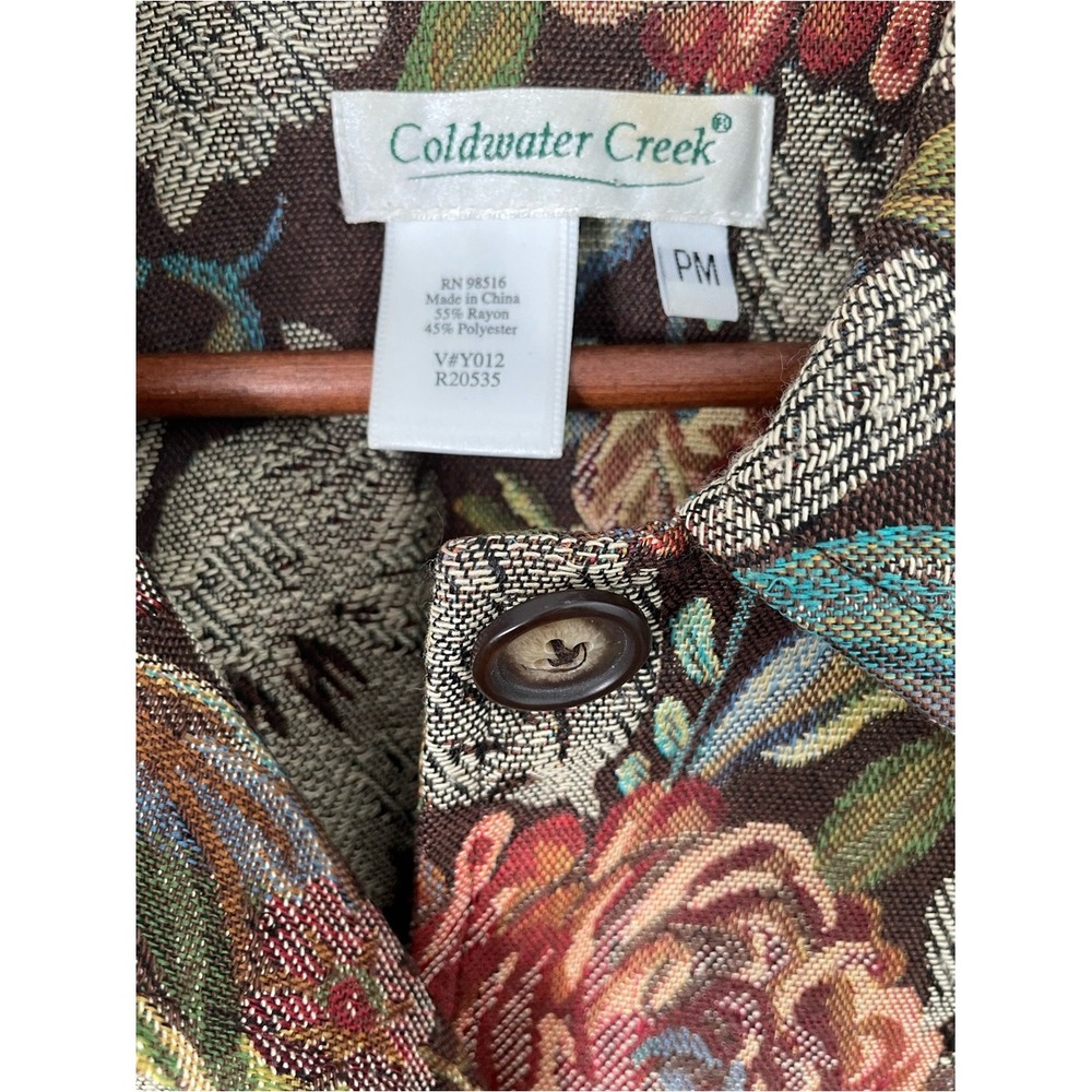 Coldwater Creek PM Tapestry Floral Jacket Blazer Cottagecore Artsy Boho Brown - Picture 4 of 9